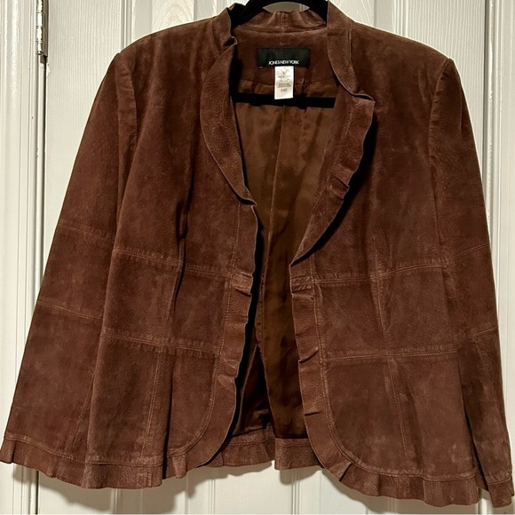 Jones New York Jackets & Blazers - Gently Worn Jones New York Brown Suede Jacket With 3/4 Sleeves, Size L